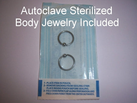 Titanium Body Piercing Kit with Safe and Sterile Jewelry