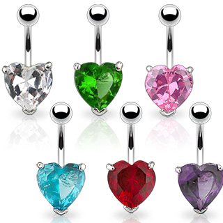 Large 10MM Cubic Zirconia Gem Belly Ring Body Jewelry Dangle