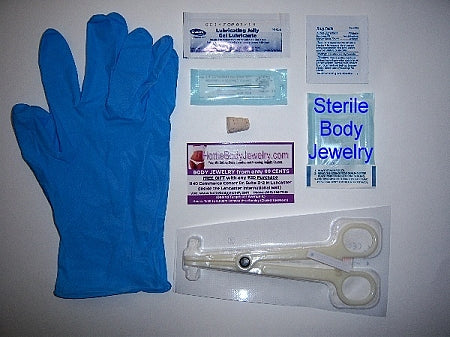 Titanium Body Piercing Kit with Safe and Sterile Jewelry