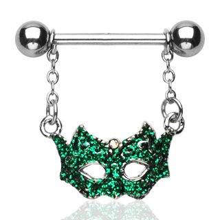 1 Pair Green Masquerade Mask Nipple Shields Body Jewelry