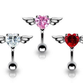 Winged Angel Heart Top Down Belly Ring Body Jewelry