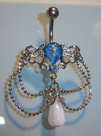 Synthetic Opal Chandelier Fancy Belly Ring Dangle Body Jewelry