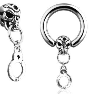 1 Pair Skull Handcuff Captive Bead Rings Wholesale Body Jewelry
